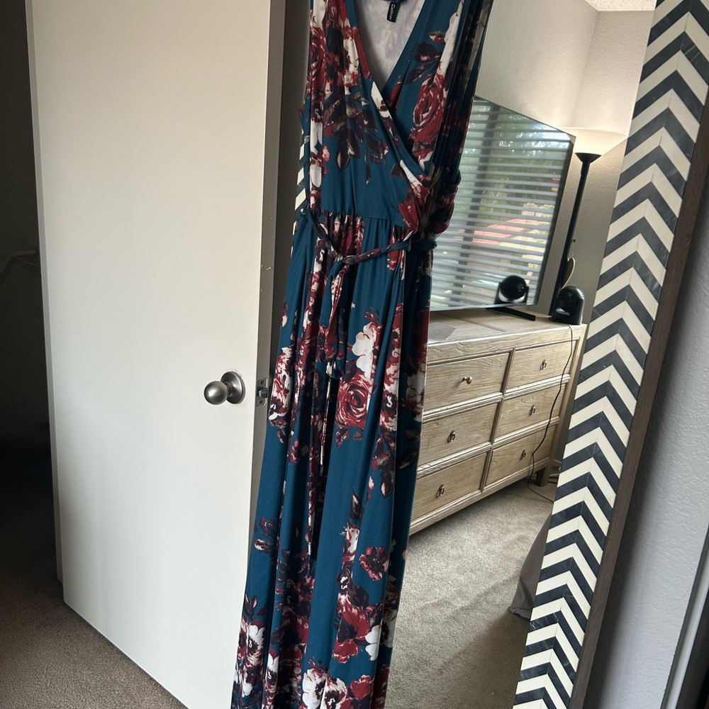 Floral Teal Maxi Dress